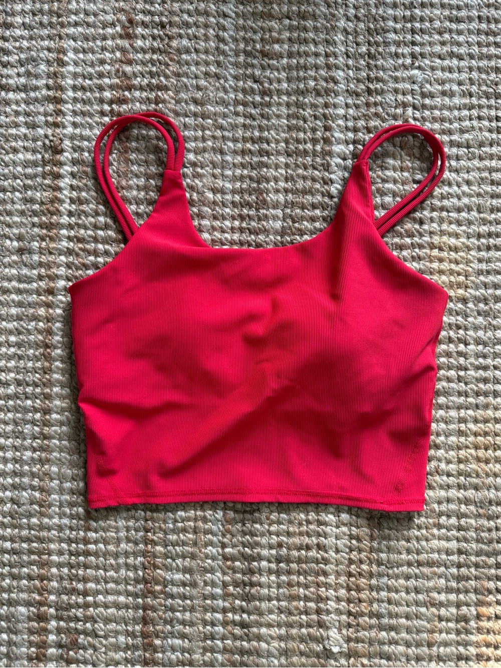 WILO Ribbed Longline Sports Bra Crop Tank Red Size L - Picture 2 of 5